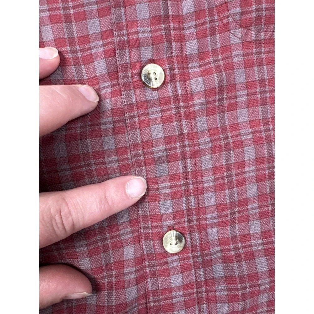 The North Face Red Plaid Shirt Mesh Lined Fishing Hiking Outdoors Button Down L